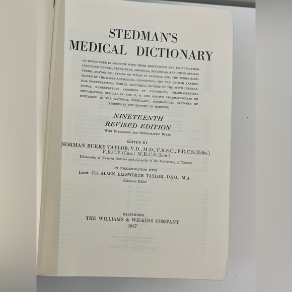 STEDMAN'S MEDICAL DICTIONARY 1957 Williams & Wilkins 19th Revised Edition Good - Picture 6 of 10